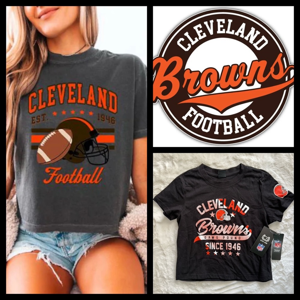 NWT Cleveland Browns Juniors Boxy Crop Tee